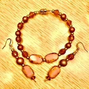 Handmade glass beads Bracelet and earring set